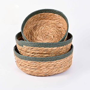 High Quality Braided Water Hyacinth <b>Basket</b> Handmade Woven <b>Storage</b> Organizer for Home Decor OEM Manufacturer Export Supplier Sets - Product Image 6