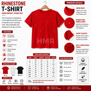 Camiseta Roja con Pedrería Brillante de Primera Calidad, al por Mayor de Fábrica HMR Brotherhood Sisterhood, Camiseta Personalizada de Algodón con Cuello Redondo - Product Image 6