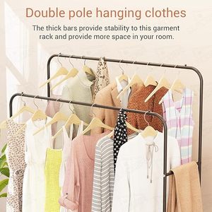 Porte-vêtements en métal à double niveau, robuste, durable, design minimaliste, support de rangement multifonctionnel - Product Image 3