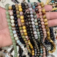 Vente en gros de perles de pierres semi-précieuses naturelles de 8 mm, brin de 44 à 47 perles, perles en cristal sculptées écologiques pour bracelets et bijoux