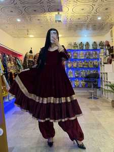 Velvet Evening <b>Dress</b> Square Neck A-Line Maxi <b>Dress</b> Long Sleeve <b>Ruffle</b> Hem Formal Party Wear - Product Image 3