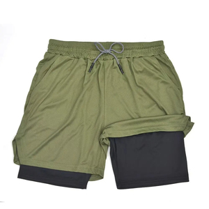 Hot Saling Double <b>Layer</b> Fitness Short 2 in1 Elastic Waist Spandex Polyester Sportswear Men's Running Shorts - Product Image 5