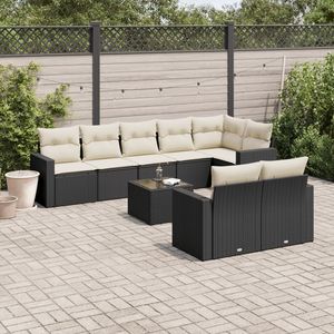 Conjunto de Sofá de Jardín con Reposabrazos Ajustables, Ratán Sintético Negro Grande, Reposabrazos Ajustables Grandes - Product Image 1