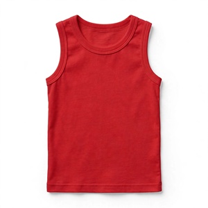 Camiseta sin Mangas Personalizada para Niñas, Cuello Redondo, Spandex/Algodón, Transpirable, Ecológica, Antiarrugas, Lavable, Color Sólido, Ropa de Verano - Product Image 1