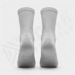 Crew <b>Socks</b> Solid Gray Knitted Breathable Daily Casual Wear Adult Regular Fit - Product Image 2