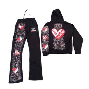 Nouveau modèle Survêtement Ensemble de jogging 2 pièces pour hommes Pantalon de survêtement évasé pour hommes avec sweat à capuche Survêtements coupe-vent - Product Image 1