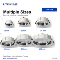 LiteHome Stellar SMD LED Downlight 12W-45W Spot encastré au plafond 2700K IP44 Aluminium Angle de faisceau 60° pour magasin de détail