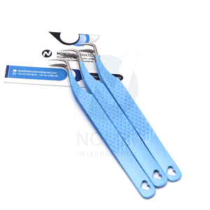 Pince à cils courbée en acier inoxydable avec pointe en fibre noire, rose pâle, pour extensions de cils durables, type pointu et volume - Product Image 3