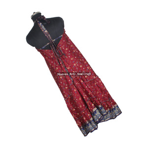 Nuevo Saree / Sari / Shari, Ropa India y Pakistaní, Estilo Hippie, Boho, Nuevo Saree de Seda Vintage con Diseño Multicolor - Product Image 5
