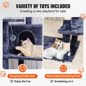 Albero per Gatti da Interno da 174 cm con 2 Cuccette, Tiragraffi in Sisal, Amaca e Piattaforme Salto per Gatti - Giocattolo Perfetto per la Primavera - Product Image 4