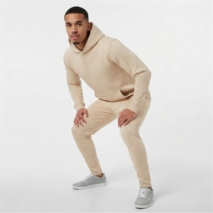 Ensemble de survêtement 2 pièces personnalisé pour homme, respirant, séchage rapide, automne, avec capuche unie en polaire et cordon de serrage, pull intégral décontracté pour la gym et le jogging - Product Image 6