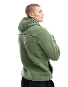 Sweat à capuche personnalisé en polaire sherpa brodé, col montant demi-zip, chaud, doux, confortable, streetwear décontracté, pull premium pour l'hiver - Product Image 6