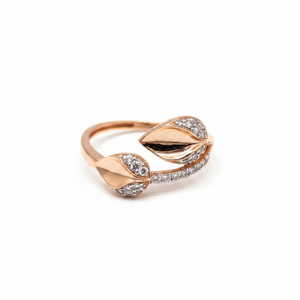 Bague en or rose avec feuille de diamant |   Bague en diamant 0,25 TCW, bague en or 14 carats, clarté SI, bague élégante pour femme, bijoux fins inspirés de la nature - Product Image 3
