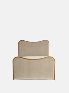 Base de Cama de Madera de Teca Estilo Campestre Francés con Tapicería de Terciopelo, Muebles de Lujo - Product Image 2