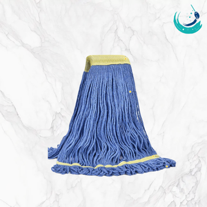 KSR High Quality Cotton Full Colour Yarn Kentucky Mop Heads with 5" Yellow Top Mesh Band for Floor Cleaning System Looped End - Product Image 1
