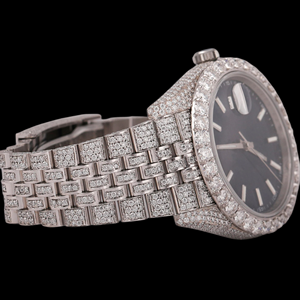 Reloj de Moda con Caja Redonda, Cierre Oculto, Movimiento de Cuarzo, Esfera de Cristal, Diamante Moissanite de Corte Brillante, Estilo Hip Hop Clásico - Product Image 5