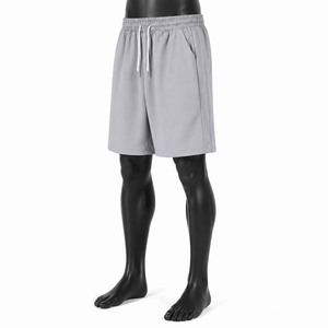 Shorts décontractés gris pour hommes à séchage rapide avec cordon de serrage, couleur unie, en polyester tricoté, taille mi-haute avec poches, prix abordable - Product Image 4