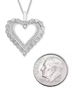 Collana pendente diamante cuore aperto 18 "(1/4 ct. T. w.) in argento Sterling, creato per | Macacy's - Product Image 4