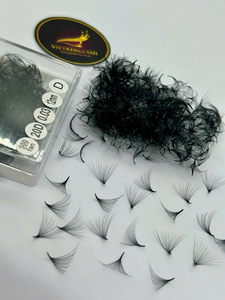 Extensions de cils en éventail préfabriqués volume noir mat, base pointue, 20D 0.03/0.07/0.1mm, éventails lâches pour extensions de cils - Product Image 2