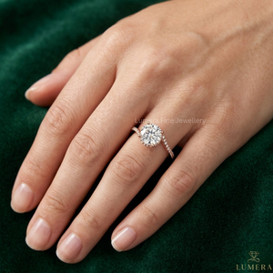 Anillo de Compromiso Solitario con Moissanita Redonda Brillante Certificada por IGI, Oro Rosa de 9KT, 10KT, 14KT, 18KT, Banda Trenzada con Pavé, Joyería Fina - Product Image 5