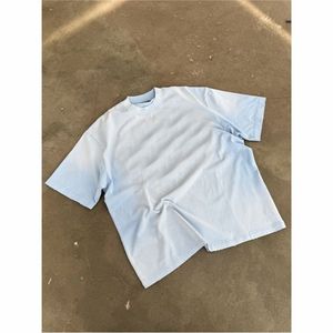 T-shirt décontracté pour homme en coton vert uni, coupe oversize, manches courtes, col rond, tissu tissé teint en pièce - Product Image 2