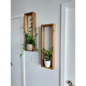 Mango Wood Vertical Wall <b>Planter</b> Box for Living Room | Minimalist Handcrafted Home Decor Storage - Product Image 4