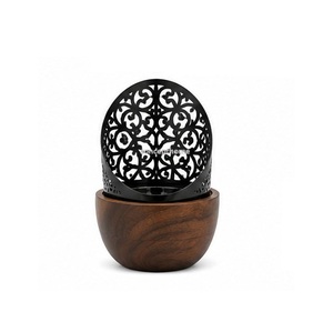 Quemador de Incienso de Madera con Tapa de Metal Negro, Diseño de Árbol Lunar, Difusor Aromático para Decoración del Hogar - Product Image 3