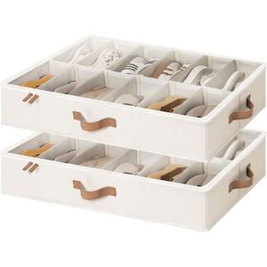 <b>Shoe</b> Organizer for Closet 2 Pack Ultra Thick Fabric <b>Shoe</b> Storage <b>Containers</b> Fits up to 24 Pairs with Bottom Support - Product Image 1