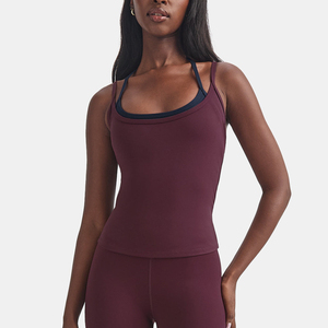 Débardeur tricoté double couche en coton 100% pour femme, col rond, respirant, léger, extensible dans les quatre sens, séchage rapide, vente en gros - Product Image 1