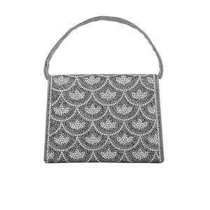 Sac de soirée gris fantaisie P24333 avec un design d'épaule unique - Product Image 1