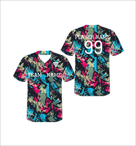 Camiseta de Béisbol Personalizada Sublimada con Cuello en V, Manga Corta, Absorbente de Humedad, Poliéster, para Todas las Temporadas, Impresión con Nombre del Equipo - Product Image 4