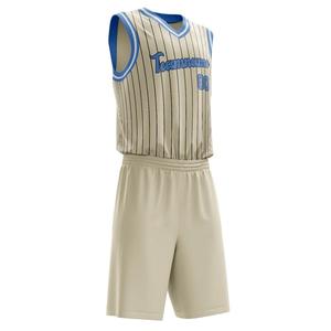 Conjunto de Uniforme de Baloncesto Personalizado con Rayas, Camiseta sin Mangas con Cuello en V para Hombre, Poliéster de Secado Rápido, Logotipo en la Espalda 00, Verano - Product Image 3
