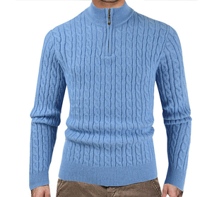 Pull tricoté mi-zippé pour homme, chaud et décontracté, à manches longues, coupe ample, col montant, idéal pour l'hiver - Product Image 4