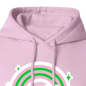 Sudadera con Capucha Rosa con Estampado Gráfico, Sudadera de Felpa Suave de Manga Larga, Top con Capucha Informal, Ropa de Calle a la Moda, Sudadera Cálida para Mujer - Product Image 4