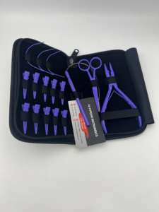 Kit d'outils pour extensions capillaires couleur violette, prix de gros, en acier inoxydable de qualité chirurgicale, avec logo personnalisé, pince à boucles et ciseaux - Product Image 4