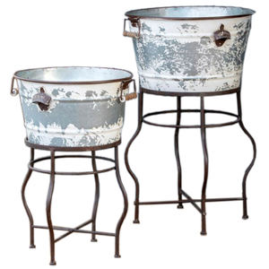 Rectangular <b>Wine</b> <b>Cooler</b> Stand with Bottom Iron Wire Tray Galvanized Metal Iron for Party Occasions Ice Buckets & <b>Beverage</b> Tubs - Product Image 4