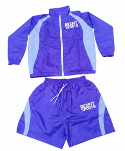 Ensemble de survêtement pour homme Rexfit Sports Factory avec logo personnalisé, coupe-vent à fermeture éclair intégrale et short de course, vente en gros - Product Image 1