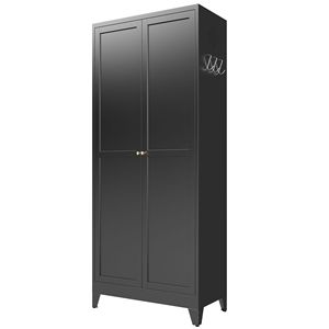 Armoire de cuisine moderne en métal noir de 75 pouces, autoportante, avec 5 étagères réglables, capacité de 180 lb, modèle D0100XFLDHA - Product Image 6