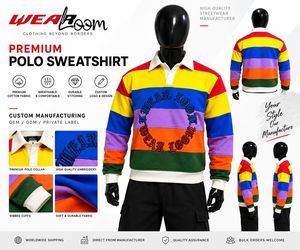 Custom Color Block 100% Cotton Long Sleeve Polo <b>Shirt</b> - Product Image 6