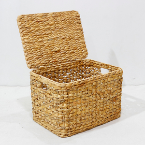 Caja organizadora de juguetes de jacinto de agua al por mayor, apilable, con tapa y asas recortadas - Product Image 3