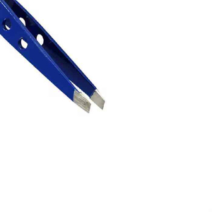 Pince à épiler légère multi-trous en acier inoxydable, professionnelle, bleue, à pointe inclinée, de précision pour les poils du visage - Product Image 5