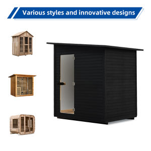 Sauna extérieur moderne et élégant en bois massif avec poêle Harvia 6 kW et <span class=keywords><strong>piscine</strong></span> froide personnalisable - Product Image 2