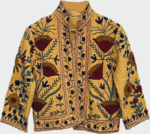Chaqueta Acolchada de Algodón Hecha a Mano para Mujer, Cárdigan Artesanal Indio Color Crema, Ropa de Invierno Estilo Boho Chic, Abrigo Reversible con Frente Abierto - Product Image 5