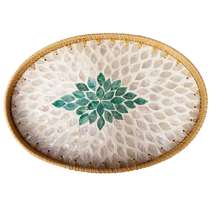 Plateau de service en nacre royale, incrusté de coquillages, en rotin, idéal pour buffets et fêtes, meilleure vente - Product Image 6