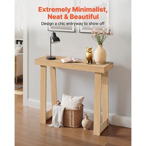 Consolle moderna in rovere da 36 pollici, stretta e lunga, con piano rettangolare in legno, ideale come tavolo d'ingresso o mobile d'accento per divano - Product Image 2