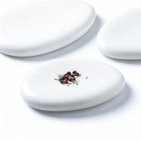 Assiette à sushi en céramique, assiette à dîner en porcelaine, assiette ovale en céramique blanche, plats créatifs triangulaires pour restaurants haut de gamme, vente en gros à prix réduit
