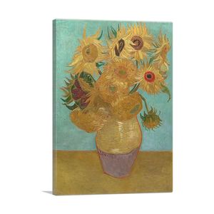 1889 ดอกทานตะวันบนพื้นหลังสีน้ำเงิน ภาพศิลปะบนผ้าใบ - Product Image 1