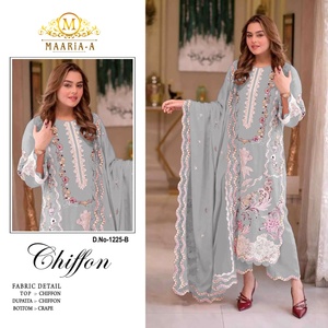 Costume pakistanais de luxe et de soirée en chiffon avec broderie et travail de perlage pour femmes. Achetez directement auprès du fournisseur. - Product Image 2