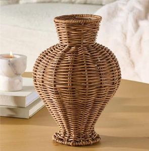 Ensemble de deux jardinières en rotin tressé à la main, présentant des motifs de tissage diagonaux subtils, disponibles à prix de gros. - Product Image 2