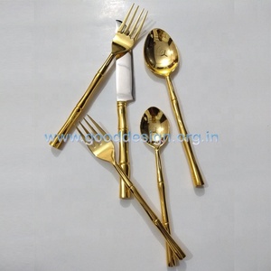 18/10 Stainless Steel Portuguese Cutlery Set of 4 Pcs Black and Gold Flatware Sets,<b>Mirrored</b> Steel Flatware Set, Portability Set - Product Image 2